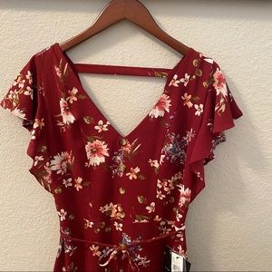 I. N. San Francisco Maroon Maxi Floral Dress